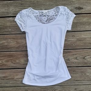 Classy White floral lace maternity blouse